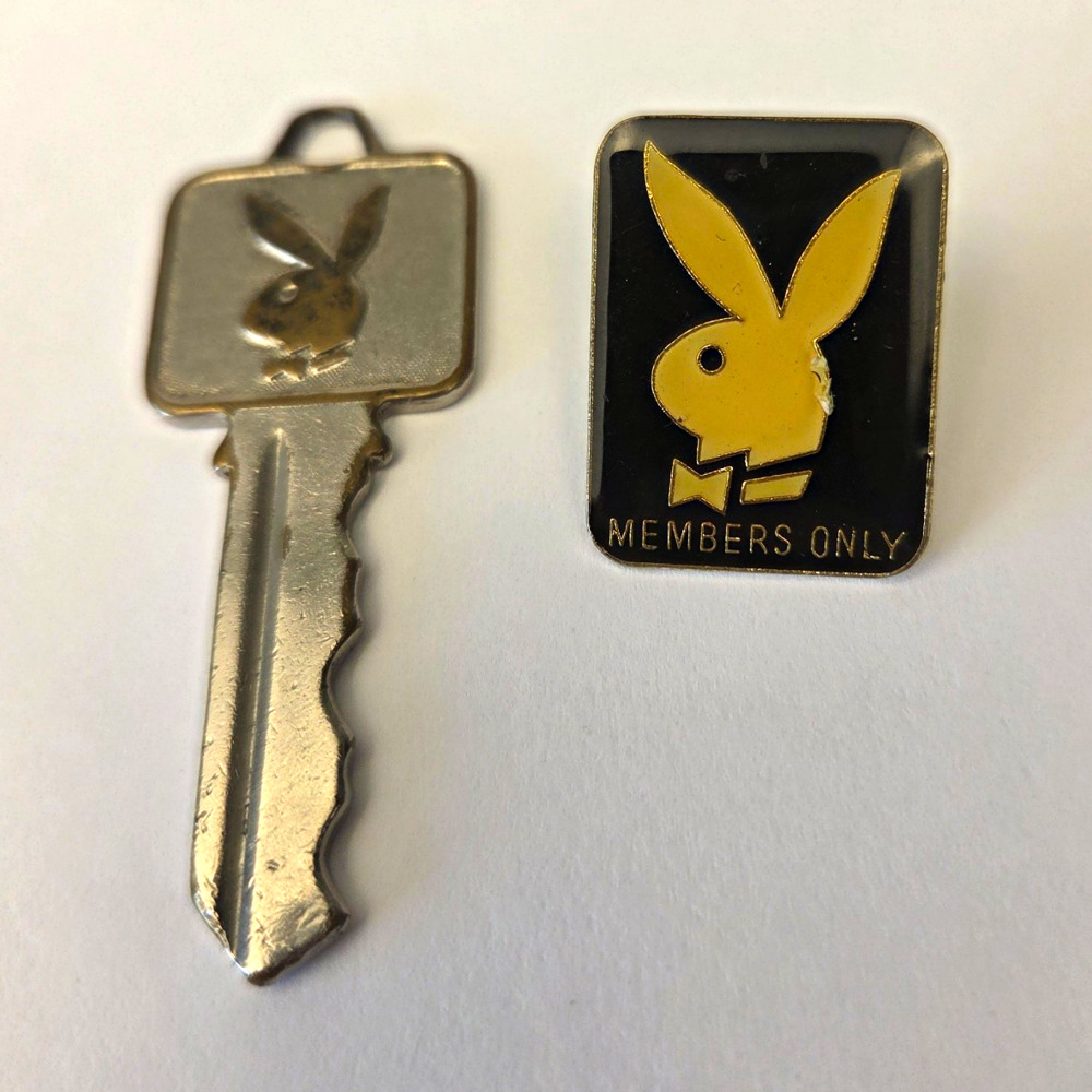 Vintage 1960s Metal Baltimore Playboy Club Key BL 6952 LOW NUMBER & Pin Set
